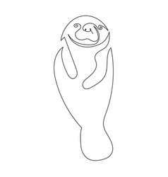 One Single Line Drawing Of Manatee For Logo