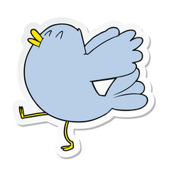 Sticker Of A Cartoon Flapping Bird