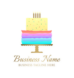 Cute Rainbow Color Cake Logo For Bakery Business