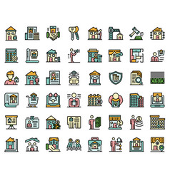 Realtor Icons Set Line Color