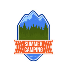 Summer Camping Badge With Mountain And Forest