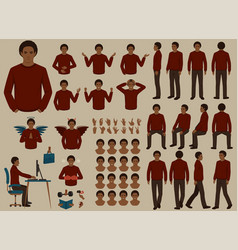 Black African Man Character Casual Poses