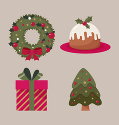 Collection Of Cartoon Christmas Elements Fir