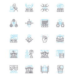 Conference Linear Icons Set Nerking Speakers