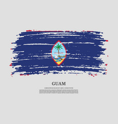 Guam Flag With Brush Stroke Effect And Information