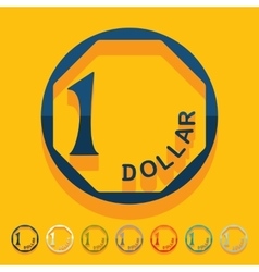 Flat Design One Singaporean Dollar