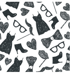 Hand drawn doodle seamless pattern black Vector Image