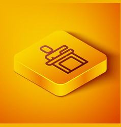 Isometric Line Speaker Icon Isolated On Orange