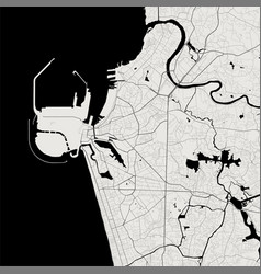 Map Of Colombo City Urban Grayscale Poster Road