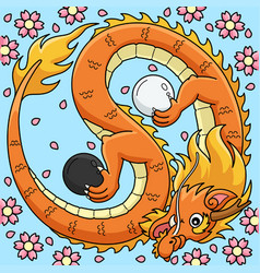 Year Of The Dragon Yin Yang Colored Cartoon