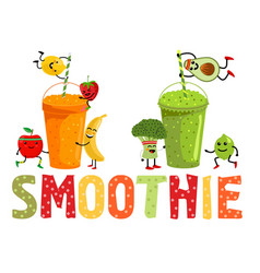 Fruit And Vegetable Smoothies Cartoon