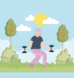 Old Woman With Dumbbells