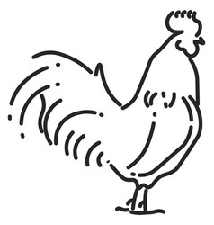 Rooster Line Icon Farm Bird Poultry Symbol