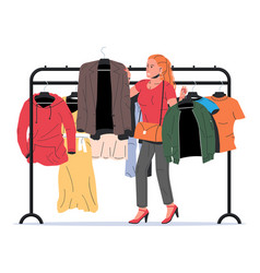 Woman Near Rack With Clothes