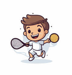 Boy Playing Tennis Cartoon Mascot Character