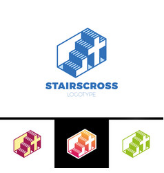 Christian Logo With Stairs And Cross In Simple