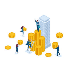 Isometric Businessmen Carry Money