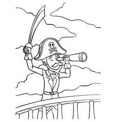 Pirate Holding Sword And Telescope Coloring Page