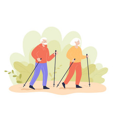 Senior Couple Doing Nordic Walking Flat