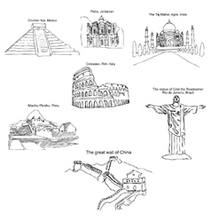 Modern Seven Wonders Of The World Sketch