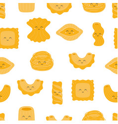 Seamless Pattern With Funny Pasta Characters