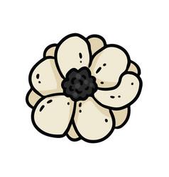 Anemone Lineart Icon Spring Flower Doodle Comic