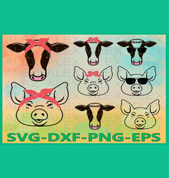 Farm Svg Pig Cow With Bandana