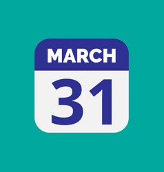 Flat March 31 Calendar Date Icon Stock