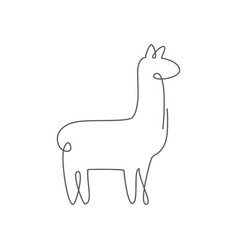 Llama One Line Drawing On White Background