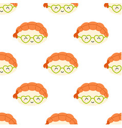 Seamless Pattern With Shrimp Sushi Character