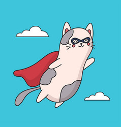 Cartoon Character Super Cat Flying On Sky