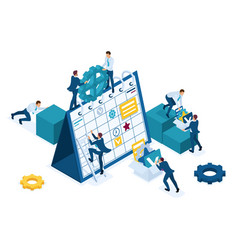 Isometric Businessmen Make A Business Plan