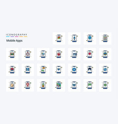 25 Mobile Apps Line Filled Style Icon Pack