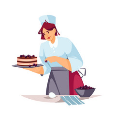 Clipart Of Chef Making Cake Bakery Cooking