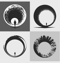 Abstract Large Circular Element Or Framing Black