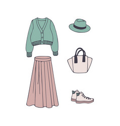 Set Of Women Clothes In Pastel Color