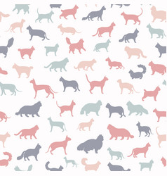 Cat Breeds Icon Set Flat Style Seamless Pattern