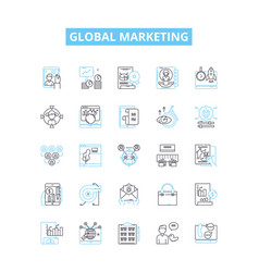 Global Marketing Line Icons Set