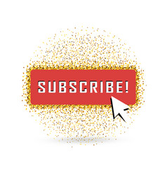 Gold Subscribe Button With Cursor In Golden Flat Vector Image Gold Subscribe Button With Cursor In Golden Flat Vector Image