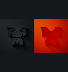 Paper Cut Body Armor Icon Isolated On Black