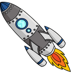 Rocket Ship Cartoon Colored Clipart