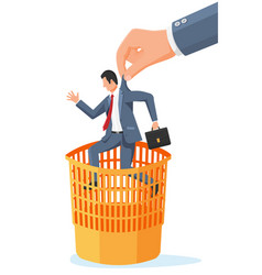 Big Hand Throwing Businessman Into Trash Can