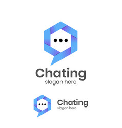 Chat App Logo Icon Symbol With Hexagon Design