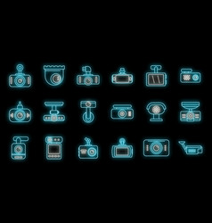 Digital Dvr Icons Set Neon