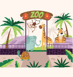 Welcome Zoo Gate And Jungle Animals Concept