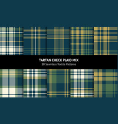 Plaid Pattern Set Green Gold Blue