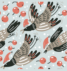 Christmas Seamless Pattern With Funny Flying