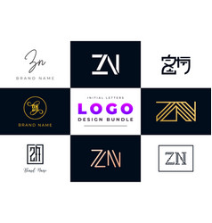 Initial Letters Zn Logo Design Bundle