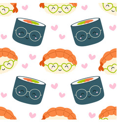 Kawaii Sushi Cartoon Seamless Pattern