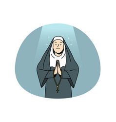 Nun Praying With Rosary